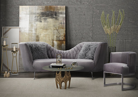 Eva Grey Velvet Sofa Model: TOV-L6130