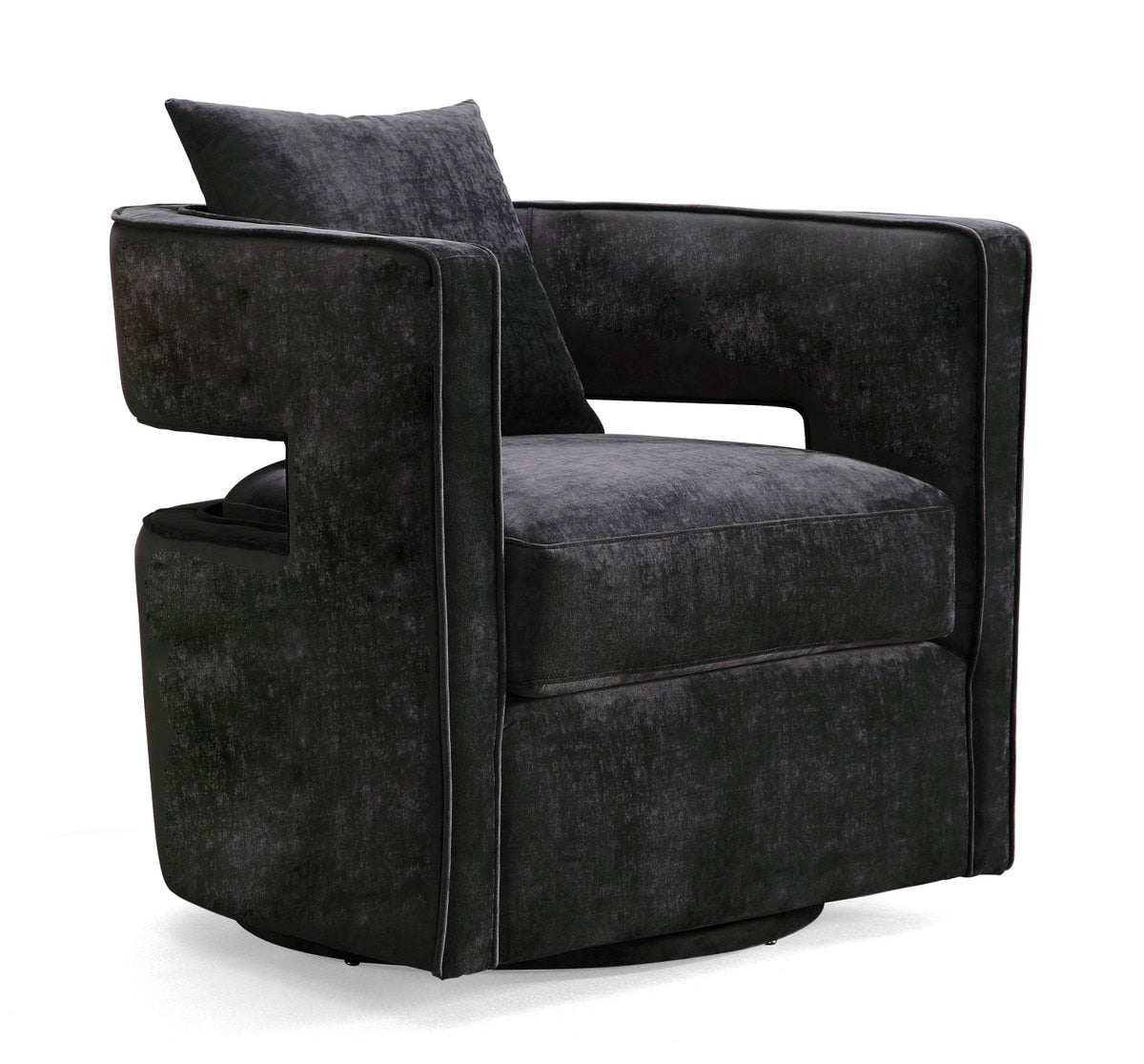 Kennedy Black Textured Velvet Swivel Chair Model: TOV-L6145