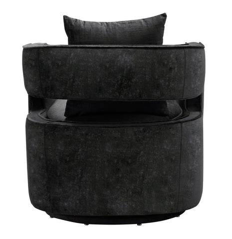 Kennedy Black Textured Velvet Swivel Chair Model: TOV-L6145