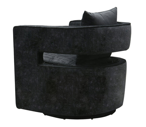 Kennedy Black Textured Velvet Swivel Chair Model: TOV-L6145