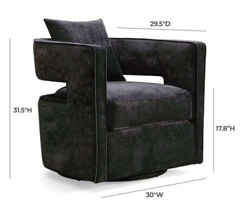 Kennedy Black Textured Velvet Swivel Chair Model: TOV-L6145