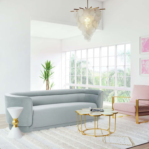 Macie Sea Blue Velvet Sofa Model: TOV-L68115