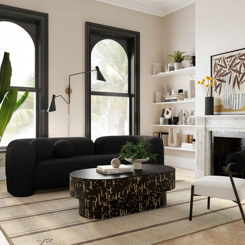Amelie Black Faux Fur Sofa Model: TOV-L68582