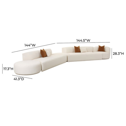 Fickle Cream Boucle 5-Piece Modular Chaise Sectional Model: TOV-L6866-C-SEC3