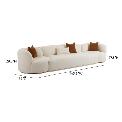 Fickle Cream Boucle 3-Piece Modular Sofa Model: TOV-L6866-C-SO1