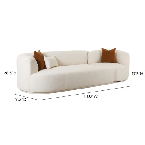 Fickle Cream Boucle 2-Piece Modular LAF Sofa Model: TOV-L6866-C-SO3L