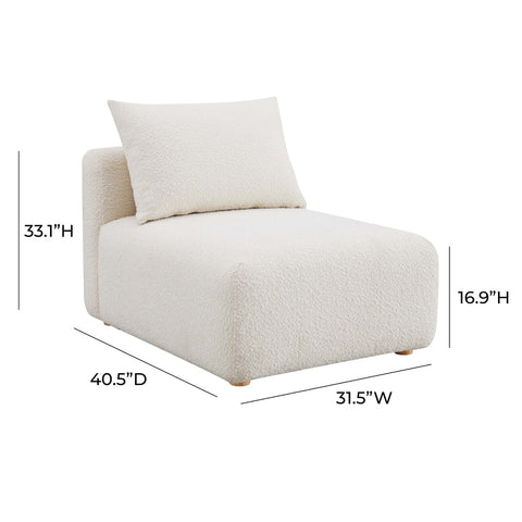 Hangover Cream Boucle Modular Armless Chair Model: TOV-L68787-AC