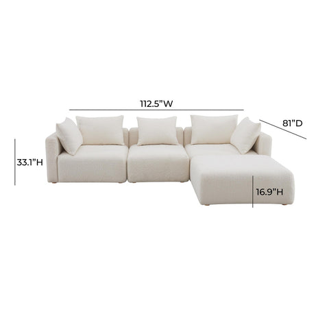 Hangover Cream Boucle 4-Piece Modular Sectional Model: TOV-L68787-SEC