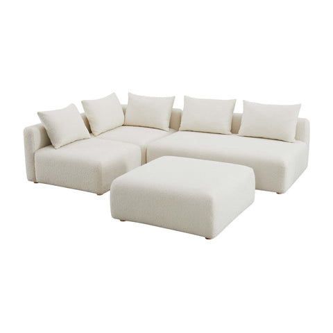 Hangover Cream Boucle 4-Piece Modular Chaise Sectional Model: TOV-L68787-SEC1