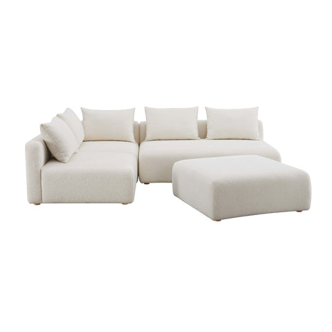 Hangover Cream Boucle 4-Piece Modular Chaise Sectional Model: TOV-L68787-SEC1