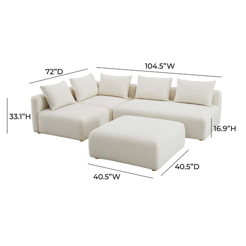 Hangover Cream Boucle 4-Piece Modular Chaise Sectional Model: TOV-L68787-SEC1
