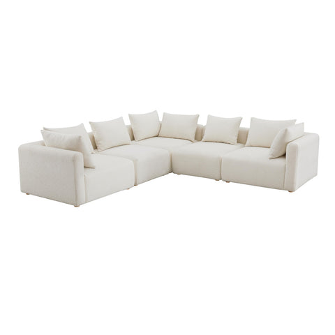 Hangover Cream Boucle 5-Piece Modular L-Sectional Model: TOV-L68787-SEC2