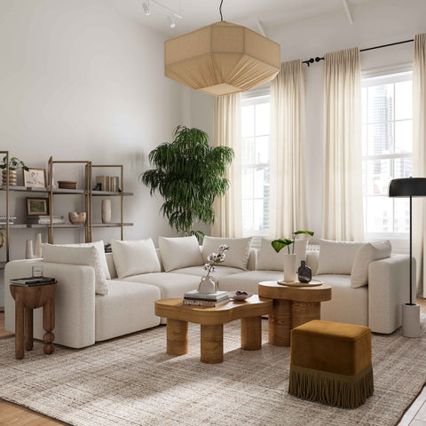 Hangover Cream Boucle 5-Piece Modular L-Sectional Model: TOV-L68787-SEC2