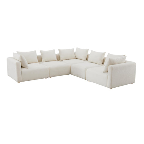 Hangover Cream Boucle 5-Piece Modular L-Sectional Model: TOV-L68787-SEC2