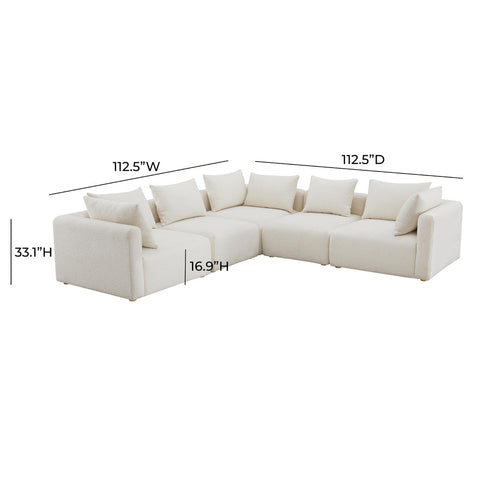 Hangover Cream Boucle 5-Piece Modular L-Sectional Model: TOV-L68787-SEC2