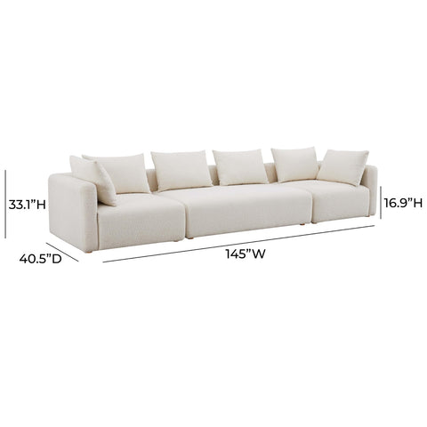 Hangover Cream Boucle 145" Long Sofa Model: TOV-L68787-SO1