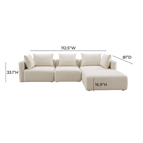 Hangover Cream Performance Linen 4-Piece Modular Sectional Model: TOV-L68788-SEC