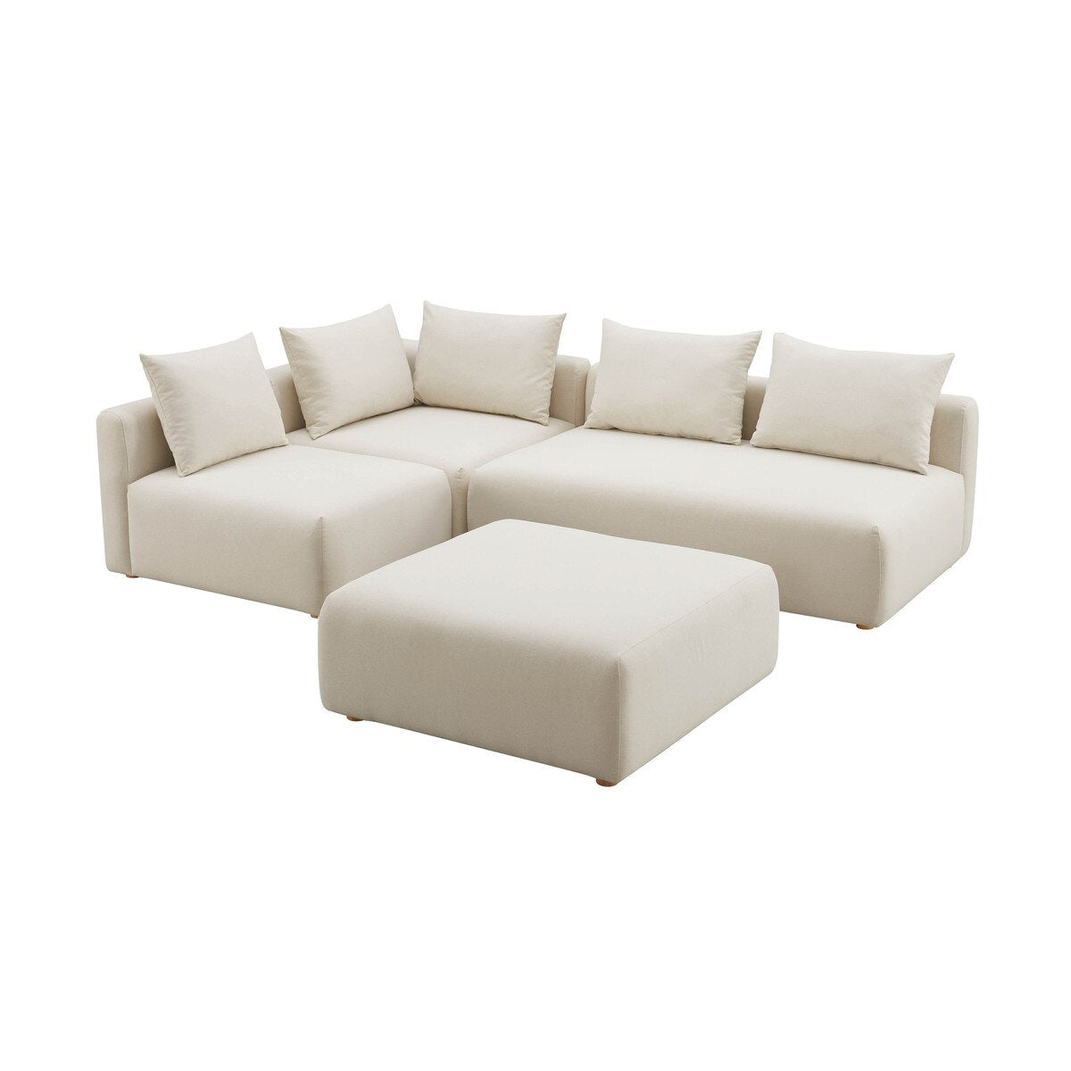 Hangover Cream Performance Linen 4-Piece Modular Chaise Sectional Model: TOV-L68788-SEC1