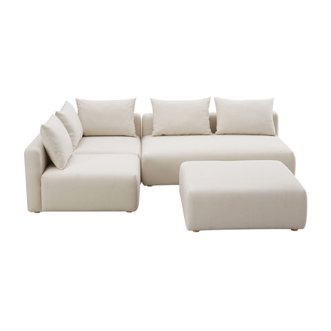 Hangover Cream Performance Linen 4-Piece Modular Chaise Sectional Model: TOV-L68788-SEC1