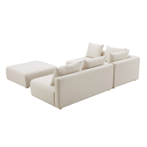 Hangover Cream Performance Linen 4-Piece Modular Chaise Sectional Model: TOV-L68788-SEC1