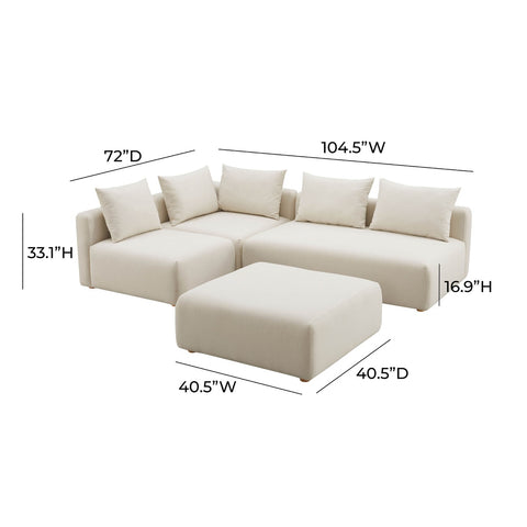 Hangover Cream Performance Linen 4-Piece Modular Chaise Sectional Model: TOV-L68788-SEC1