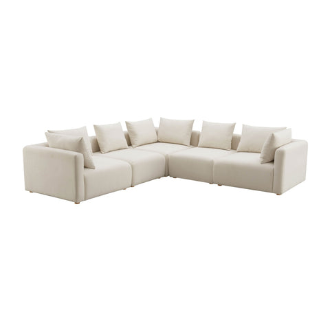 Hangover Cream Performance Linen 5-Piece Modular L-Sectional Model: TOV-L68788-SEC2