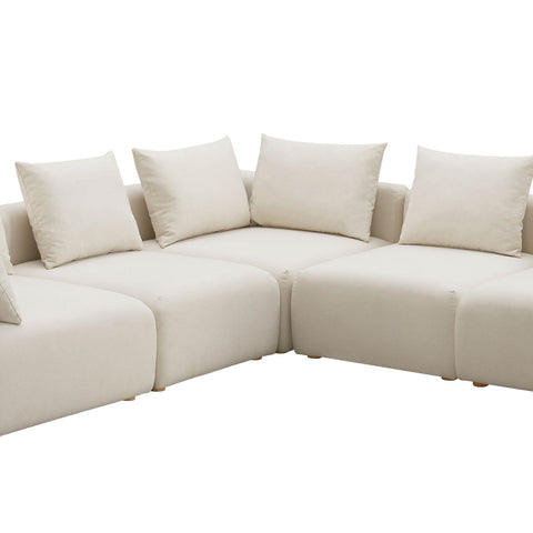 Hangover Cream Performance Linen 5-Piece Modular L-Sectional Model: TOV-L68788-SEC2