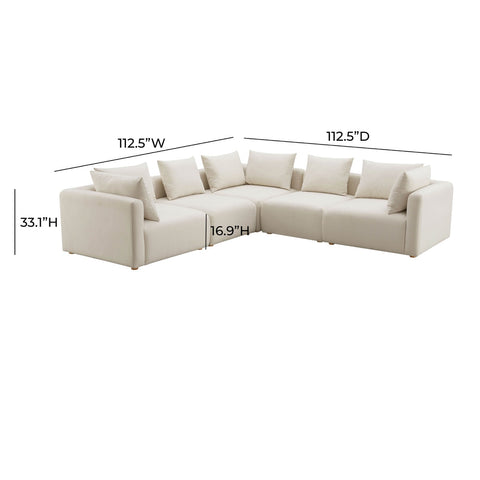 Hangover Cream Performance Linen 5-Piece Modular L-Sectional Model: TOV-L68788-SEC2