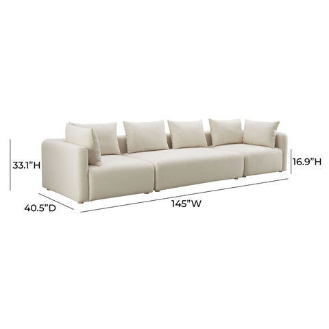 Hangover Cream Performance Linen 145" Long Sofa Model: TOV-L68788-SO1