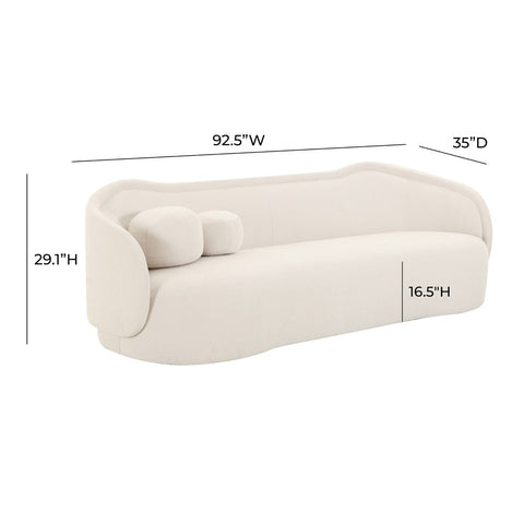 Circe Cream Textured Velvet Sofa Model: TOV-L68840
