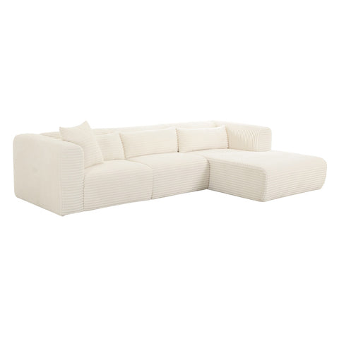 Tarra Fluffy Oversized Cream Corduroy Modular RAF Sectional Model: TOV-L68878-L68882