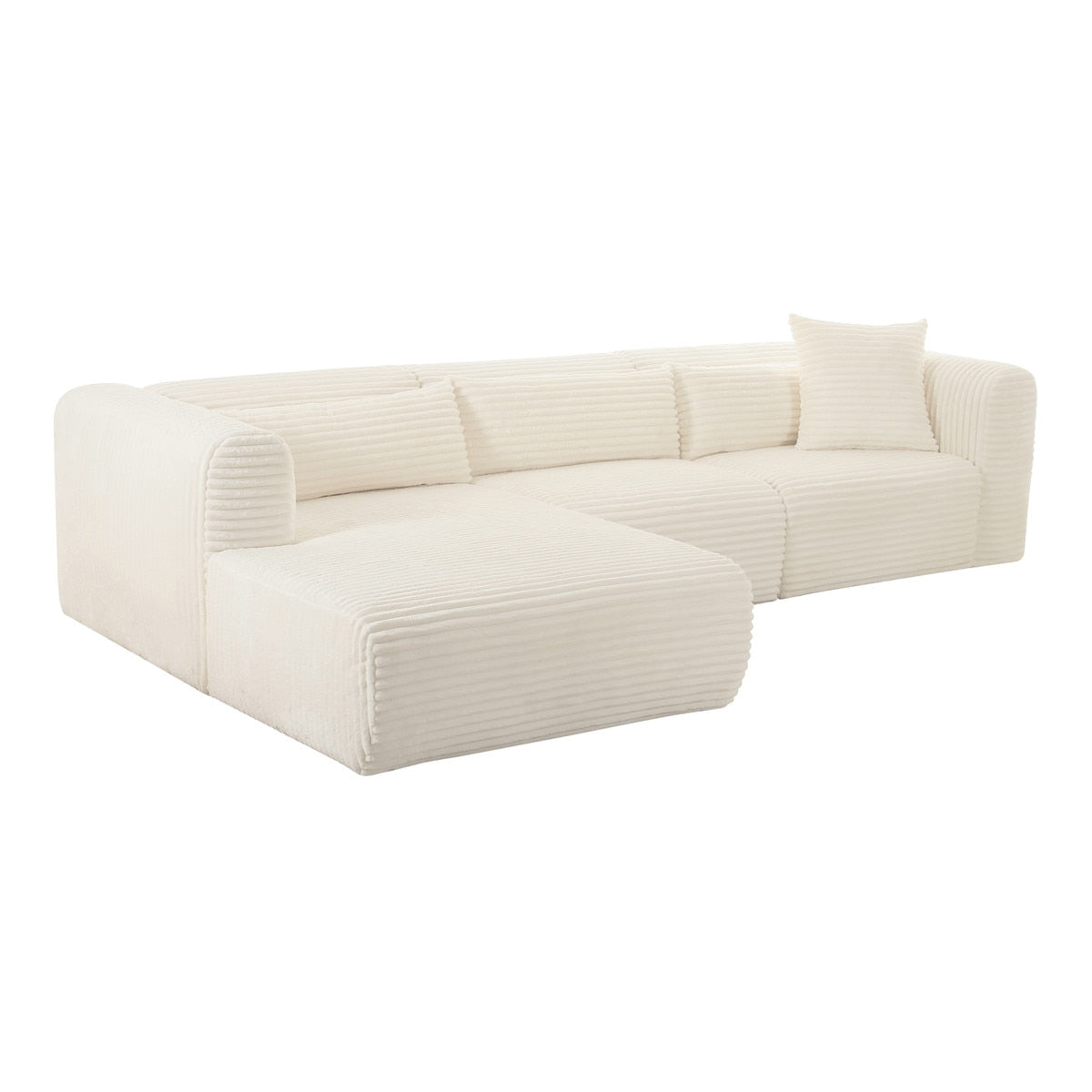 Tarra Fluffy Oversized Cream Corduroy Modular LAF Sectional Model: TOV-L68879-L68881