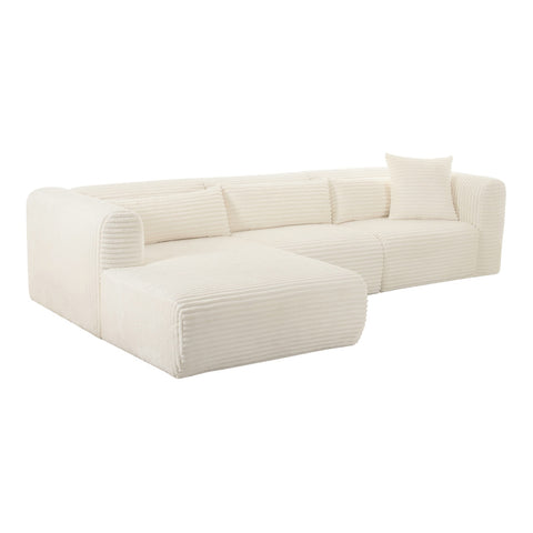 Tarra Fluffy Oversized Cream Corduroy Modular LAF Sectional Model: TOV-L68879-L68881