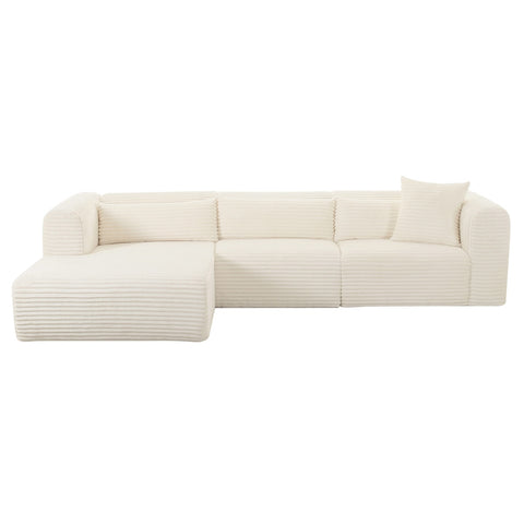 Tarra Fluffy Oversized Cream Corduroy Modular LAF Sectional Model: TOV-L68879-L68881