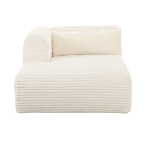 Tarra Fluffy Oversized Cream Corduroy Modular LAF Chaise Model: TOV-L68879
