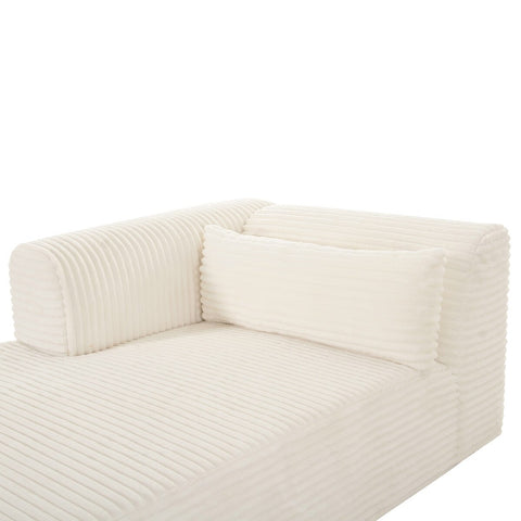 Tarra Fluffy Oversized Cream Corduroy Modular LAF Chaise Model: TOV-L68879