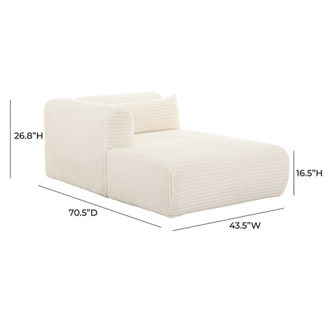 Tarra Fluffy Oversized Cream Corduroy Modular LAF Chaise Model: TOV-L68879
