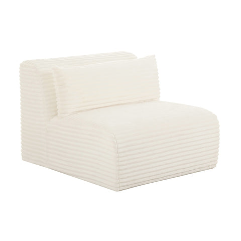 Tarra Fluffy Oversized Cream Corduroy Modular Armless Chair Model: TOV-L68880