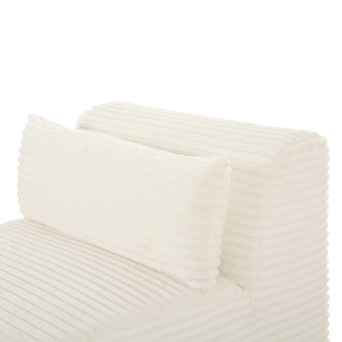 Tarra Fluffy Oversized Cream Corduroy Modular Armless Chair Model: TOV-L68880