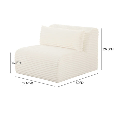 Tarra Fluffy Oversized Cream Corduroy Modular Armless Chair Model: TOV-L68880