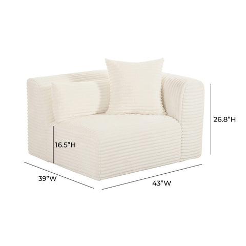 Tarra Fluffy Oversized Cream Corduroy Modular RAF Corner Chair Model: TOV-L68881