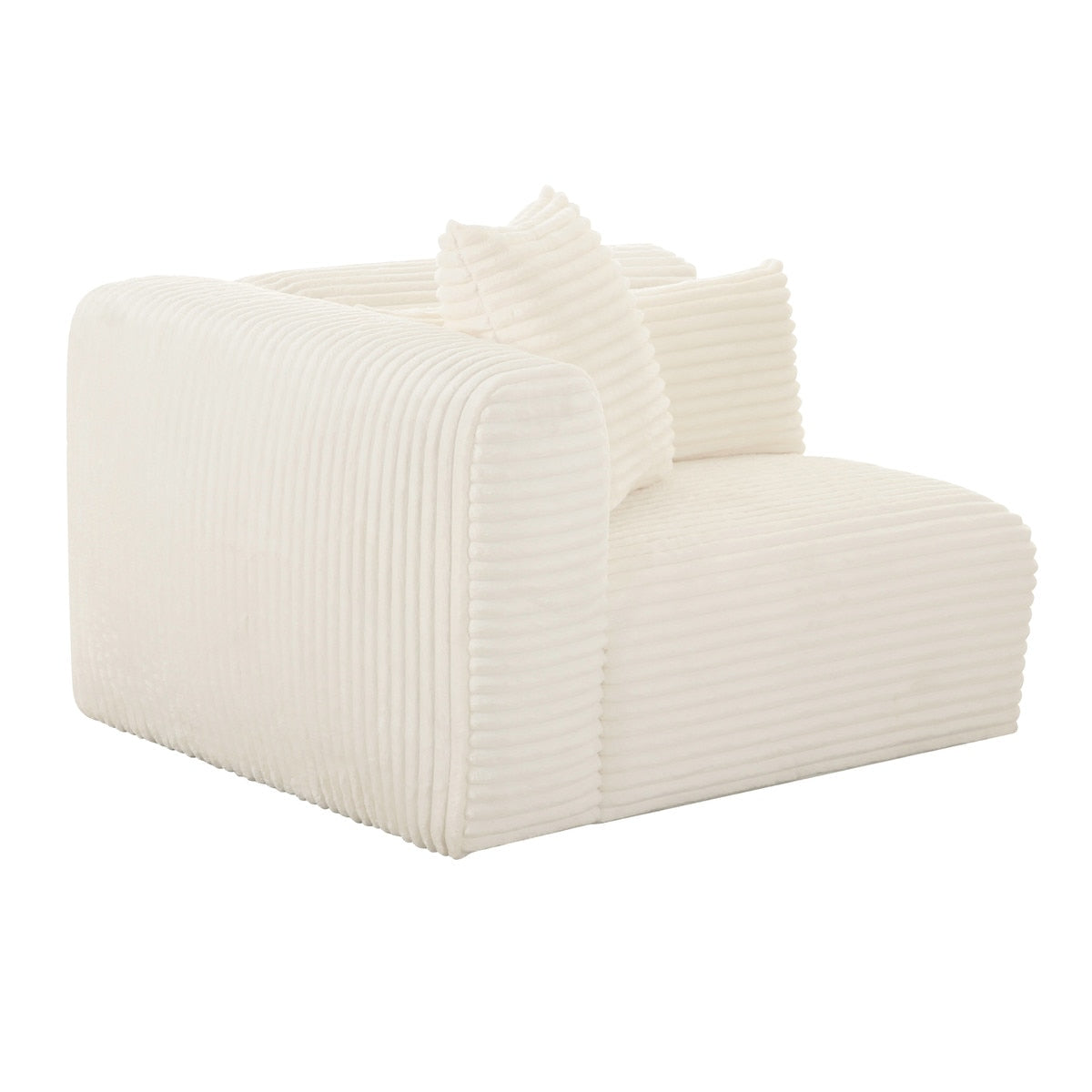 Tarra Fluffy Oversized Cream Corduroy Modular LAF Corner Chair Model: TOV-L68882