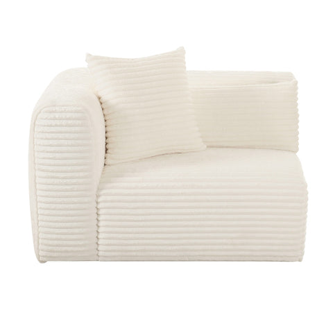 Tarra Fluffy Oversized Cream Corduroy Modular LAF Corner Chair Model: TOV-L68882
