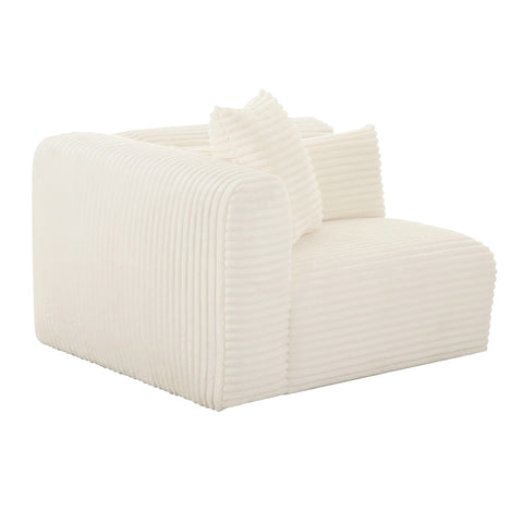 Tarra Fluffy Oversized Cream Corduroy Modular LAF Corner Chair Model: TOV-L68882