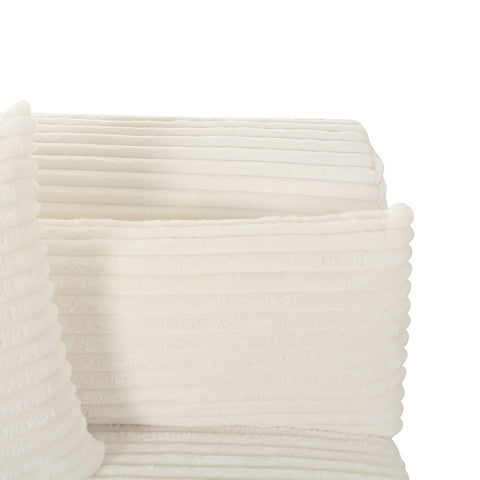 Tarra Fluffy Oversized Cream Corduroy Modular LAF Corner Chair Model: TOV-L68882