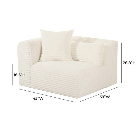 Tarra Fluffy Oversized Cream Corduroy Modular LAF Corner Chair Model: TOV-L68882
