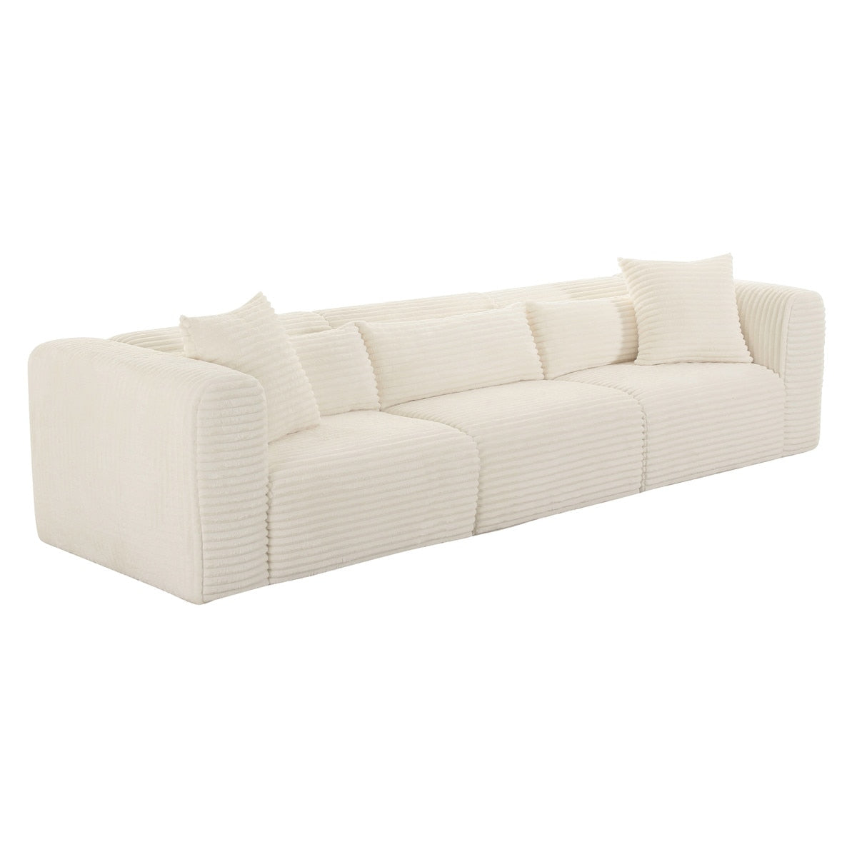Tarra Fluffy Oversized Cream Corduroy Modular Sofa Model: TOV-L68887