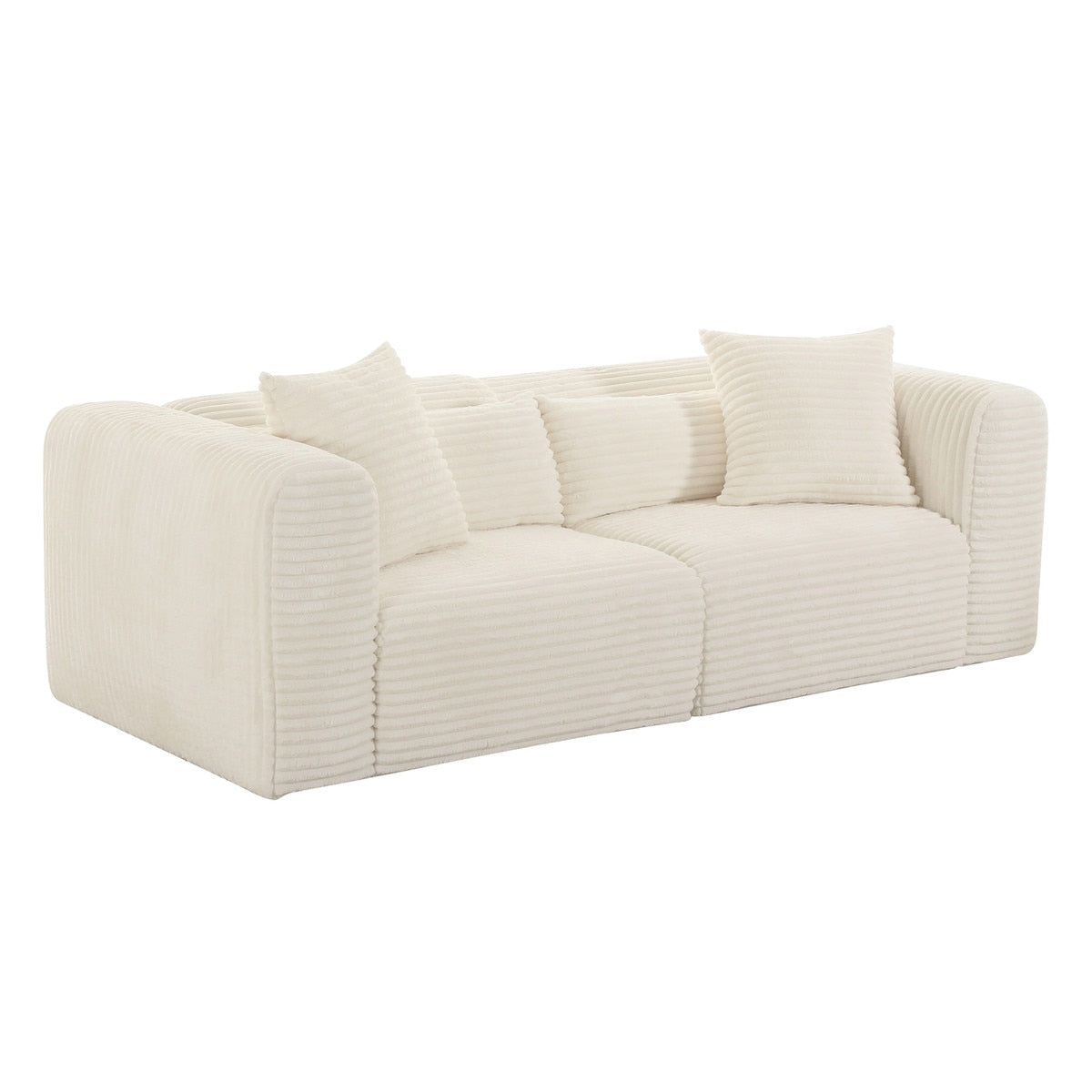 Tarra Fluffy Oversized Cream Corduroy Modular Loveseat Model: TOV-L68888