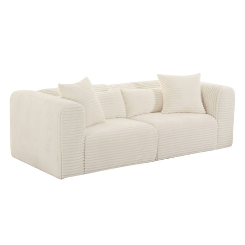 Tarra Fluffy Oversized Cream Corduroy Modular Loveseat Model: TOV-L68888