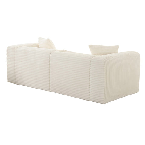Tarra Fluffy Oversized Cream Corduroy Modular Loveseat Model: TOV-L68888